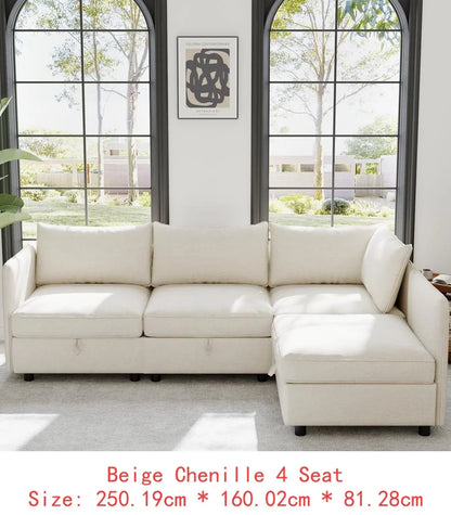 Modular  Sofa Set with Storage, 3-Seater Couch, Loveseat & Single Chair