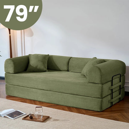 79’’  Convertible Sofa Bed Corduroy Upholstered, Loveseat Sleeper