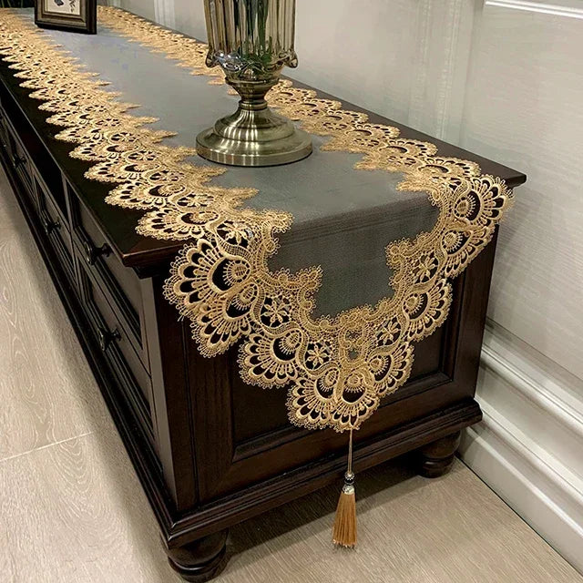Oval Tablecloth  Runner Lace Pendant tassel Dresser Dust