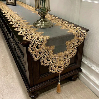 Oval Tablecloth  Runner Lace Pendant tassel Dresser Dust