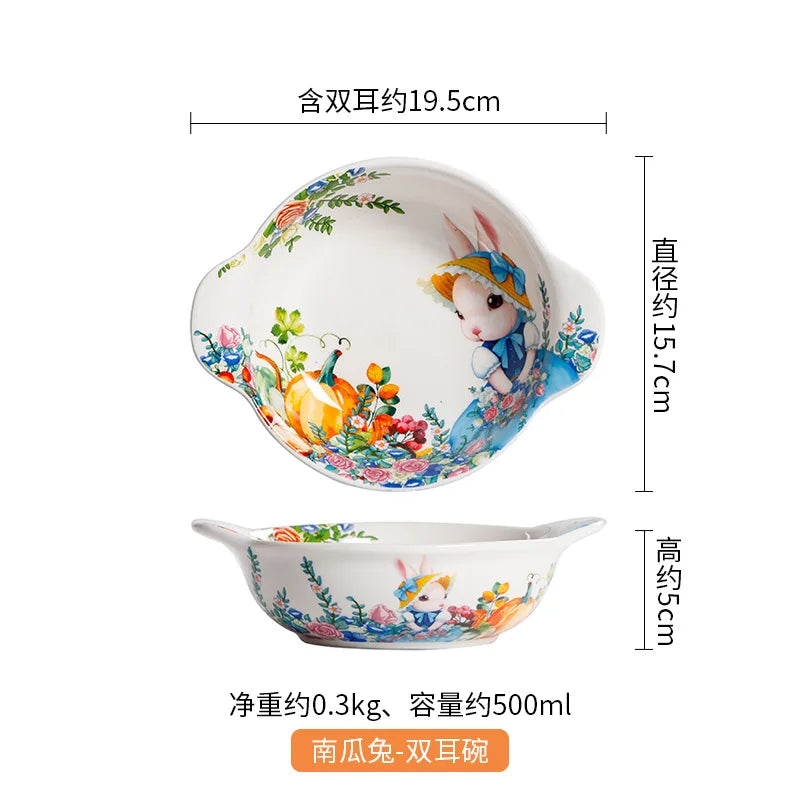 Creative Pumpkin Rabbit Pattern Tableware Garden Style Ceramic