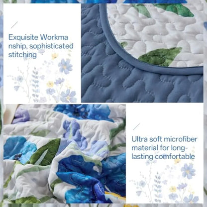 Quilt Set King Size Soft Lightweight Reversible Spring Bedding Coverlet