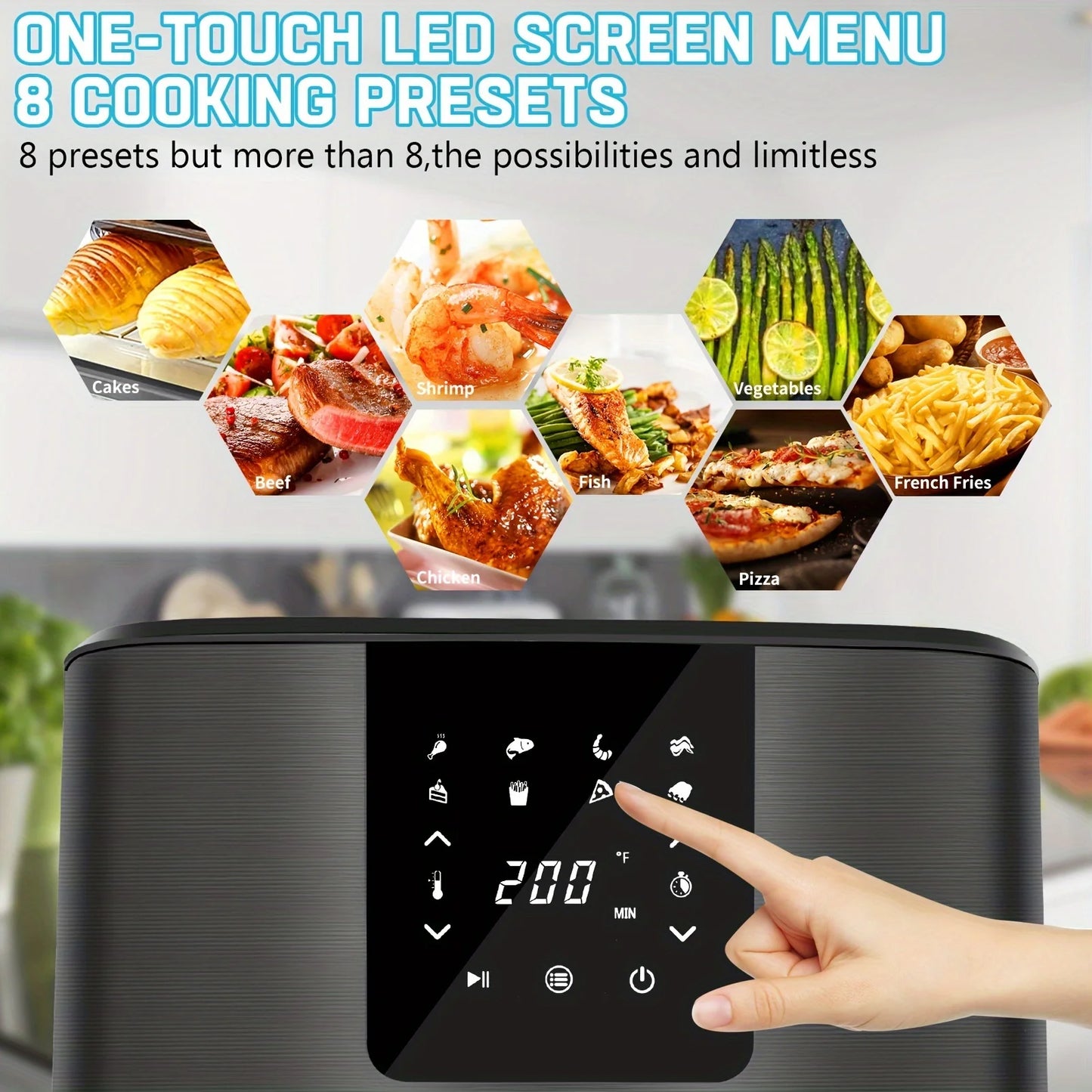 Large Air Fryer, 1500W 7QT, Digital Touch Screen,