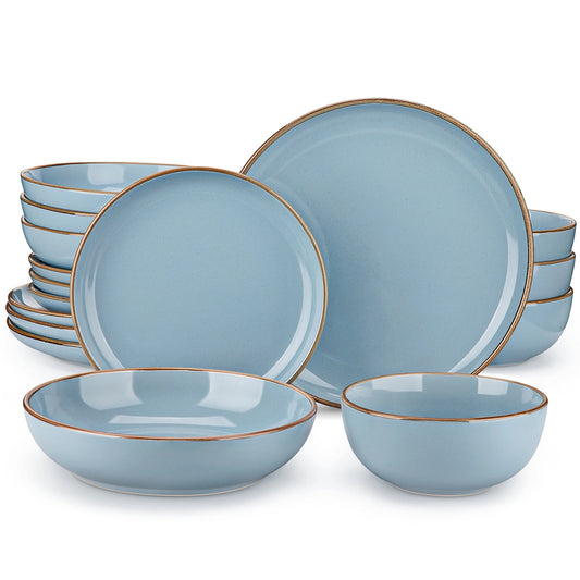 16/32 Piece Ceramic Glaze Tableware Set with Dinner/Dessert/Soup Plate/Bowl