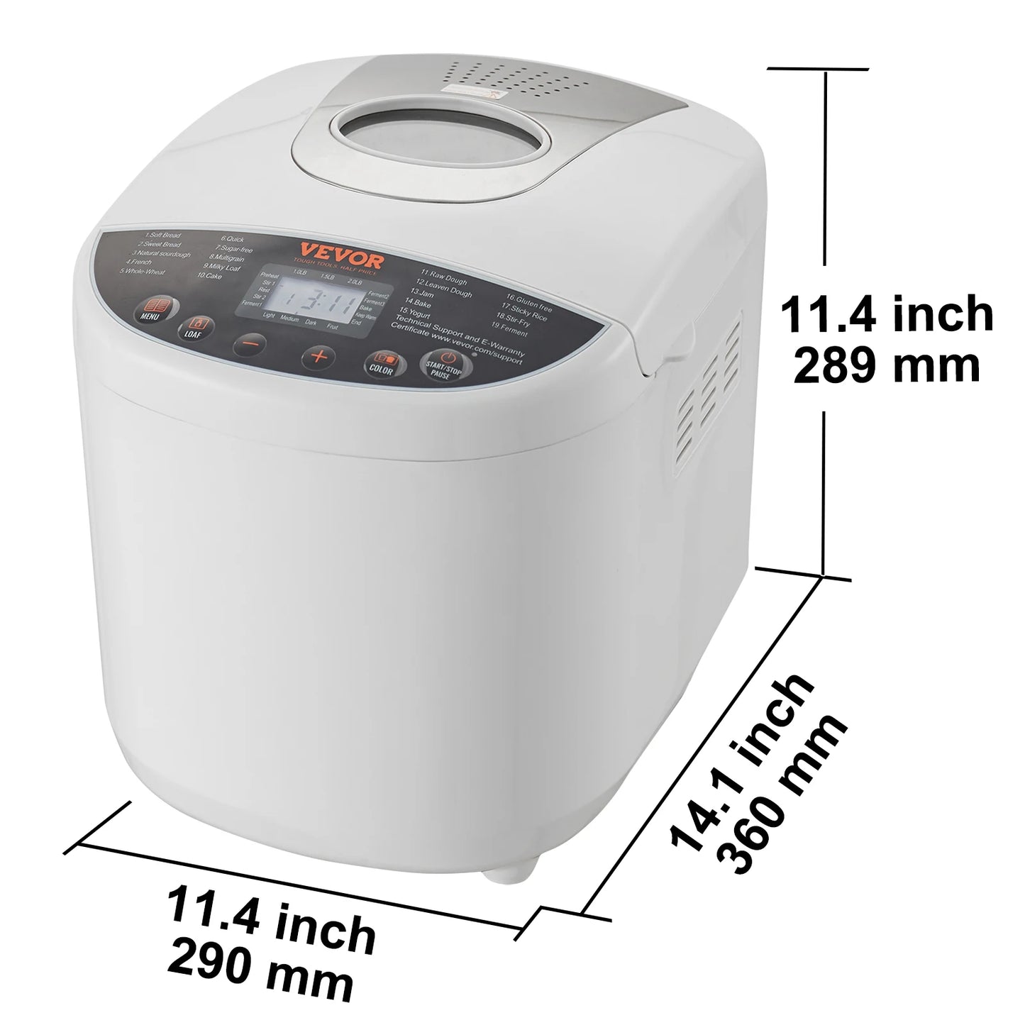 Bread Maker 2/3 LB  15-in-1 Dough Machine Nonstick Automatic with Gluten Free Setting