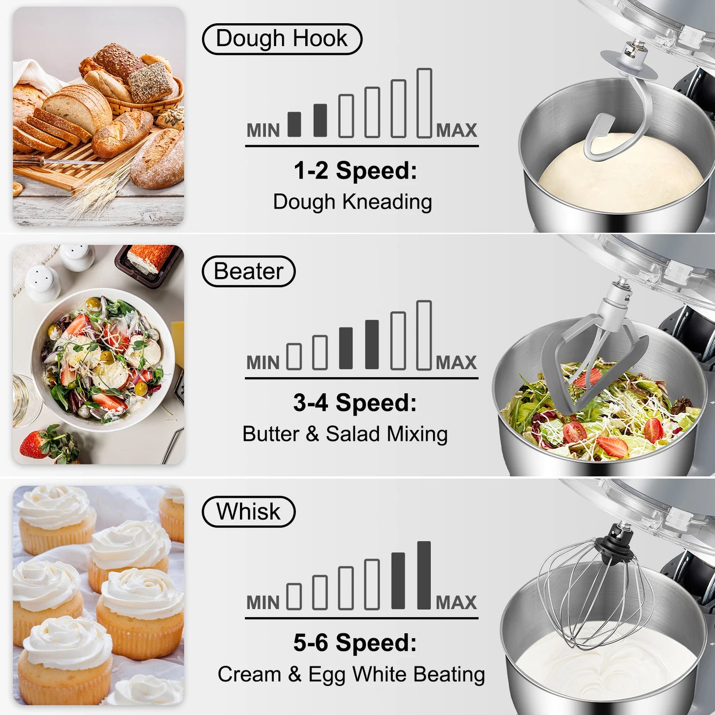 Stand Mixer   LCD  Timing 5.8 Qt Stainless Steel Bowl