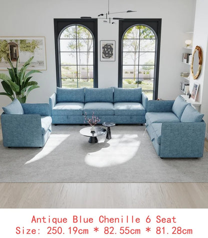 Modular  Sofa Set with Storage, 3-Seater Couch, Loveseat & Single Chair