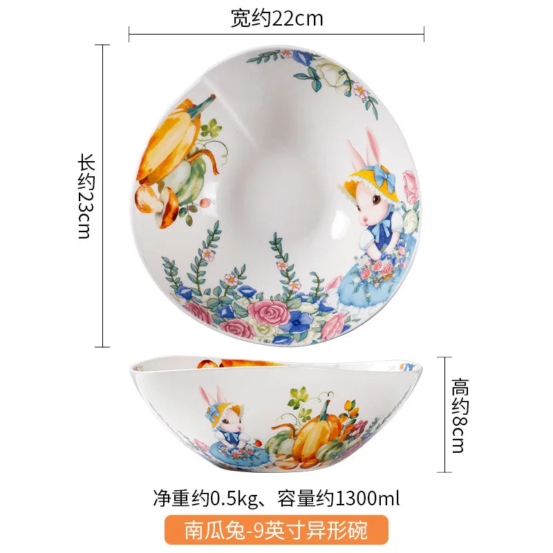 Creative Pumpkin Rabbit Pattern Tableware Garden Style Ceramic