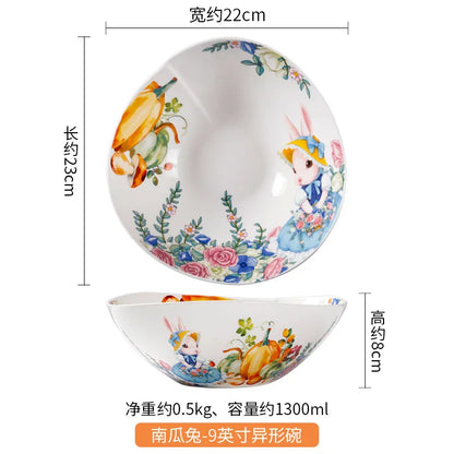 Creative Pumpkin Rabbit Pattern Tableware Garden Style Ceramic