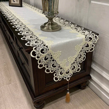 Oval Tablecloth  Runner Lace Pendant tassel Dresser Dust