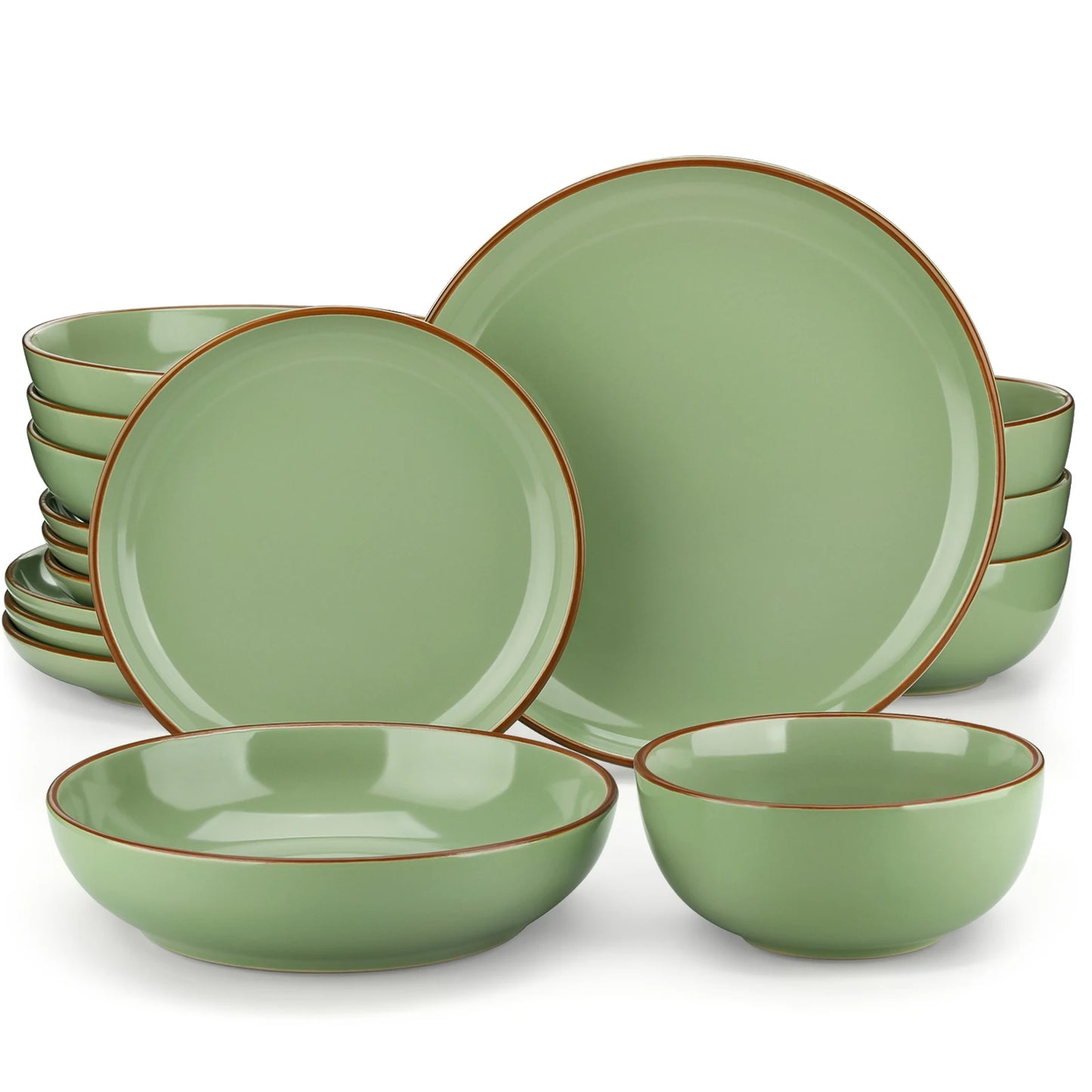 16/32 Piece Ceramic Glaze Tableware Set with Dinner/Dessert/Soup Plate/Bowl