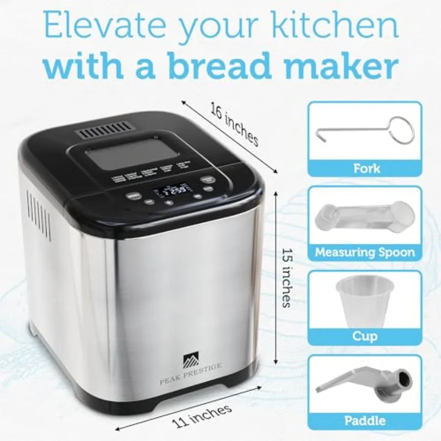 15-in-1 Automatic Bread Maker Machine with Nonstick Pan and Touch Panel