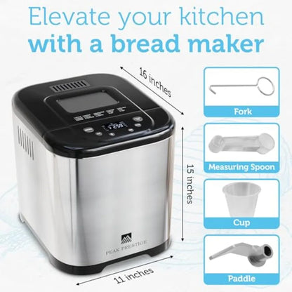 15-in-1 Automatic Bread Maker Machine with Nonstick Pan and Touch Panel