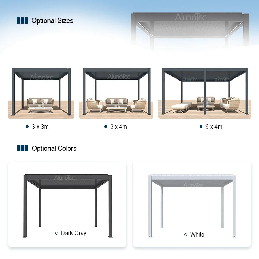 All-Weather Aluminum Pergola – Adjustable Electric Louvers