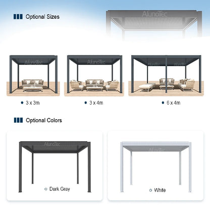 All-Weather Aluminum Pergola – Adjustable Electric Louvers