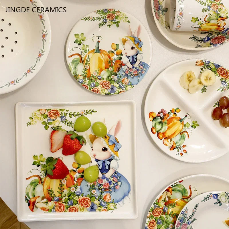 Creative Pumpkin Rabbit Pattern Tableware Garden Style Ceramic