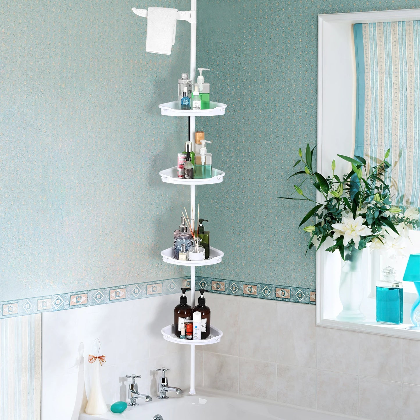Shower Caddy with Tension Pole Bathroom Storage