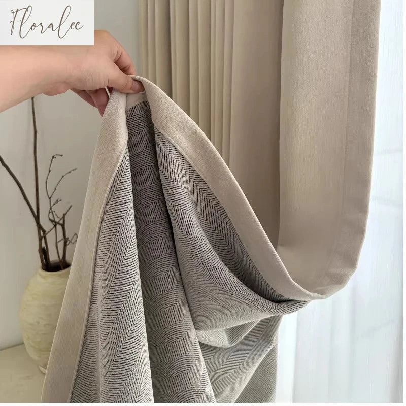 Herringbone Cream Curtains for Living Room Bedroom Blackout  Window