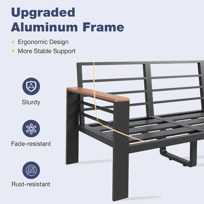 Aluminum  Furniture Set 7 Seats,  Sectional with Washable Cushions, Coffee Table