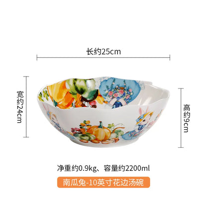 Creative Pumpkin Rabbit Pattern Tableware Garden Style Ceramic