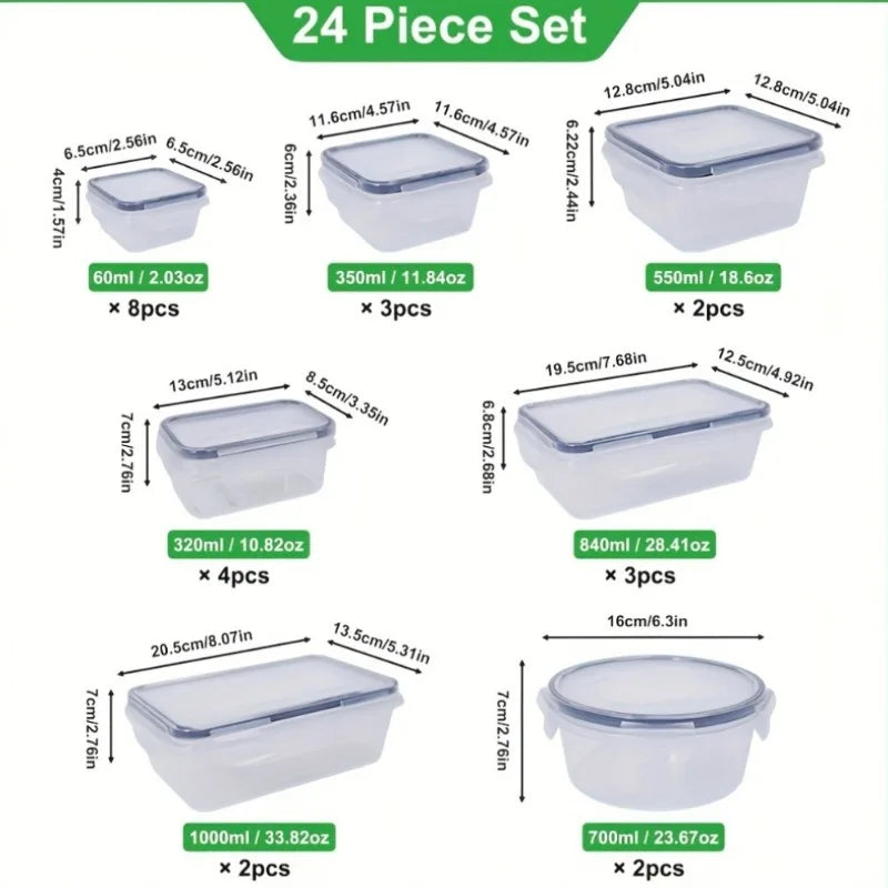 BPA-Free Food Storage Set - 24 Airtight Containers & Lids with Labels