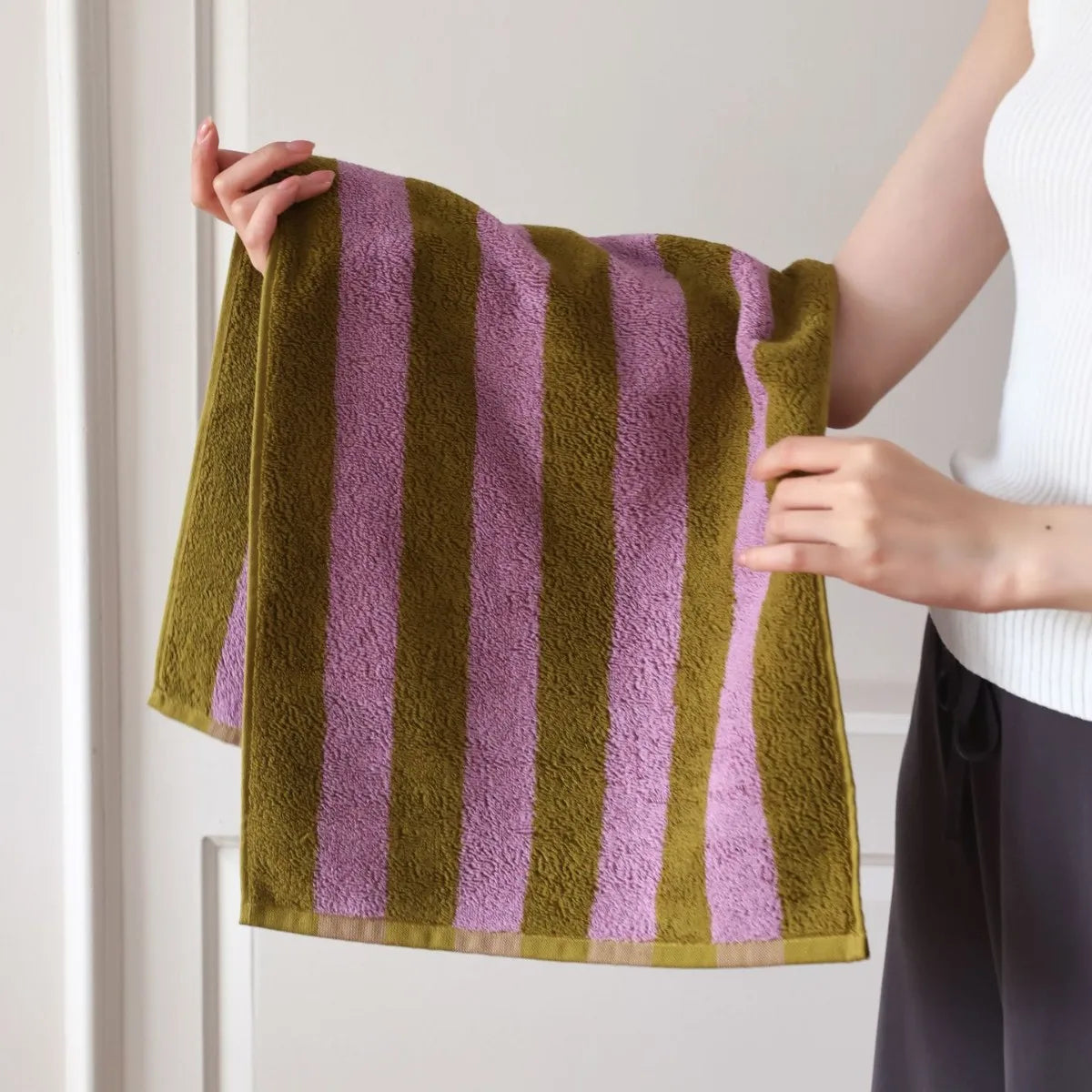 Striped Bath Towel  Washcloth Bathroom Towels