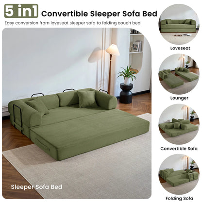 79’’  Convertible Sofa Bed Corduroy Upholstered, Loveseat Sleeper