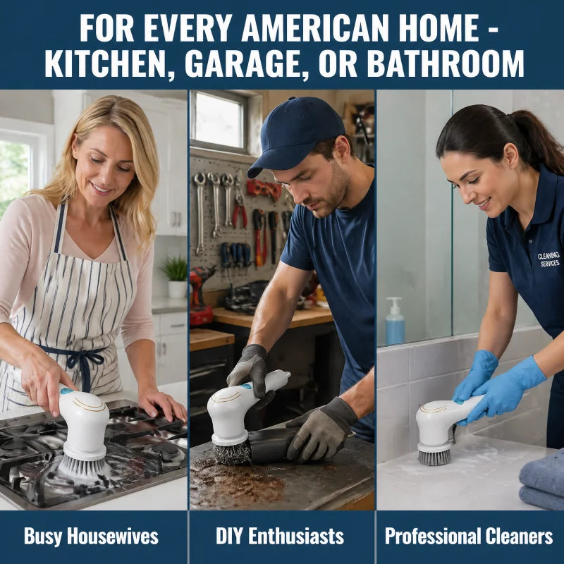 Grease Scrubber, Rechargeable  Cleaning Brush, Handheld Cordless Cleaner