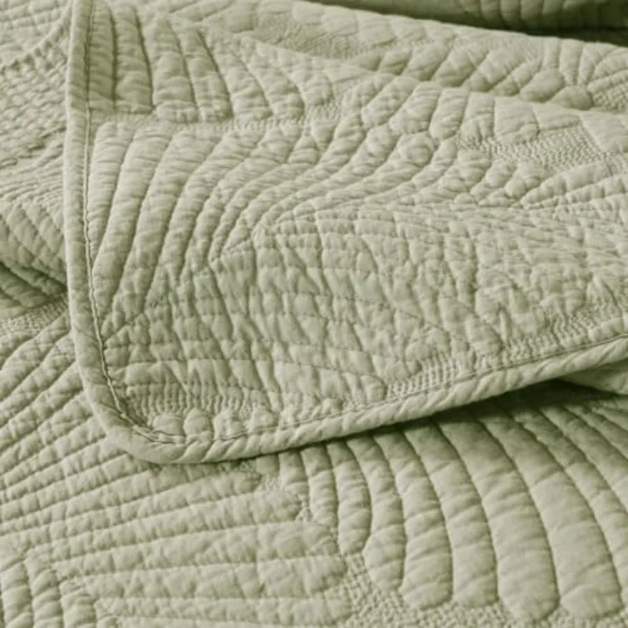Tropical Palm Tree King Size Quilt Set  Quilted Bedding Lightweight