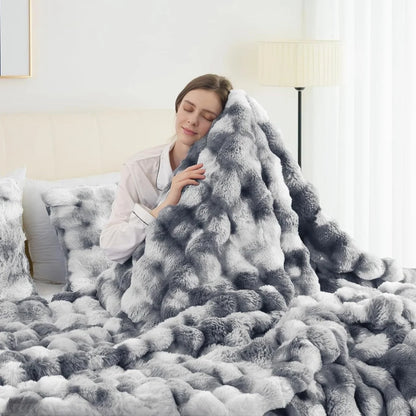 Faux Rabbit Fleece Blanket -  6 lbs Faux Rabbit Fleece- Bedspread