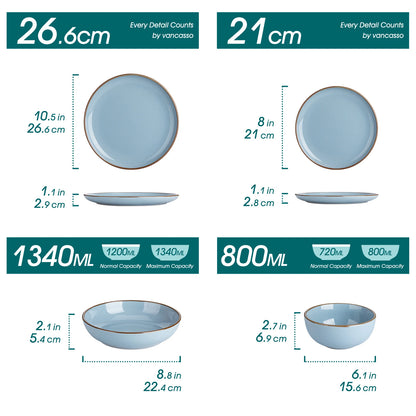 16/32 Piece Ceramic Glaze Tableware Set with Dinner/Dessert/Soup Plate/Bowl
