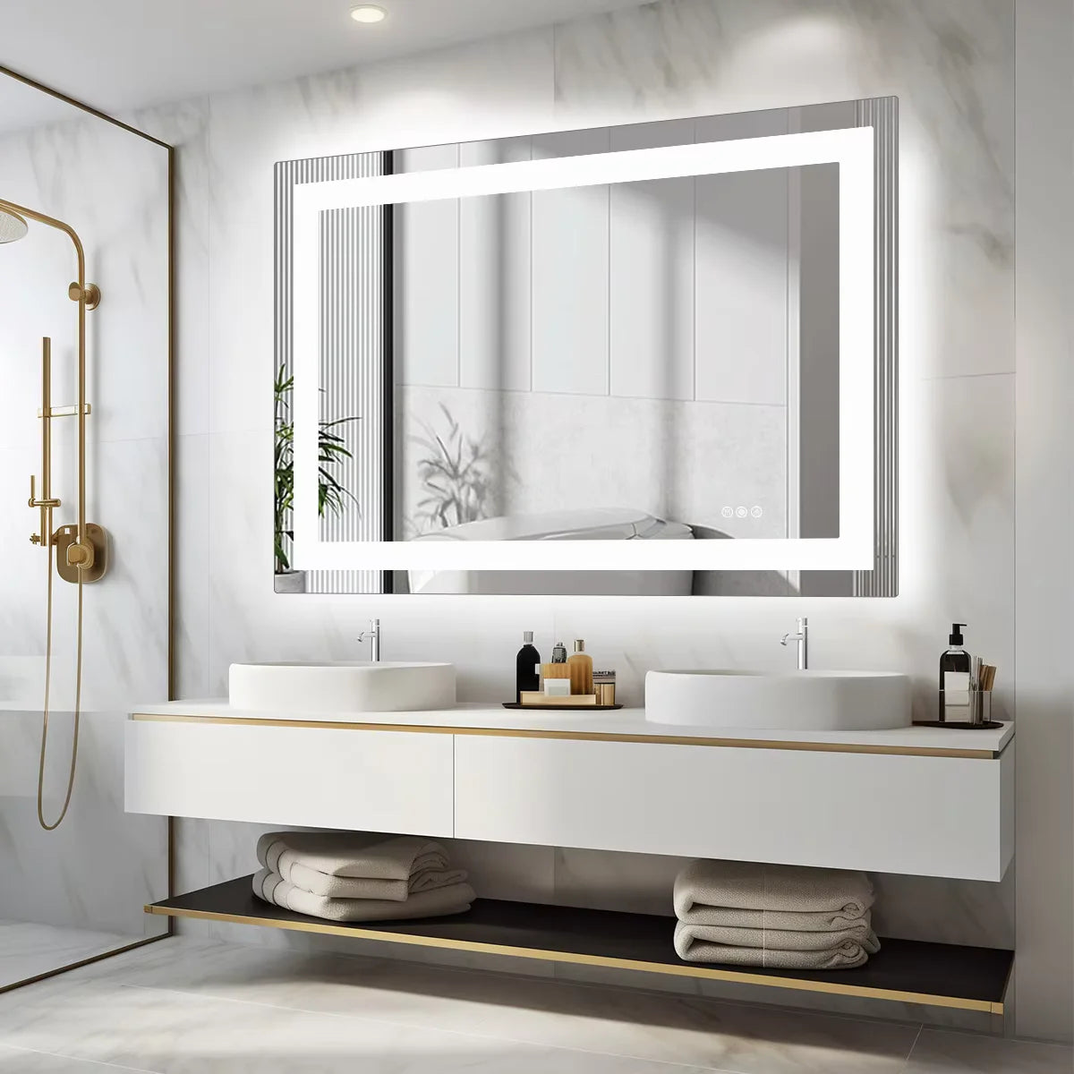 JHK 36"x 24"LED Bathroom Vanity Mirror for Wall Memory Function Tempered Glass