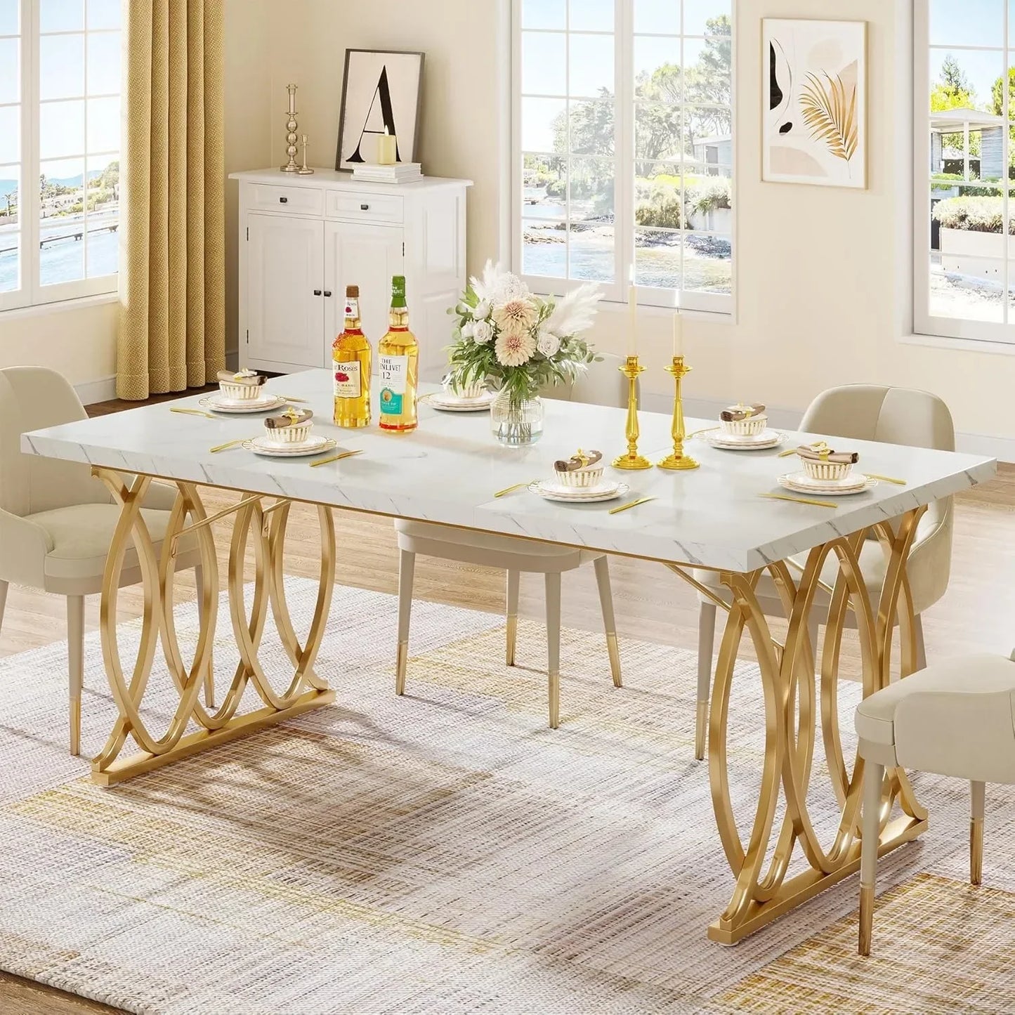 Modern Dining Table, 63"  Unique Design