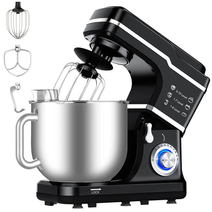 7.5Qt Electric Dough Mixer, Tilt-Head  With Stainless Steel Bowl & Attachments