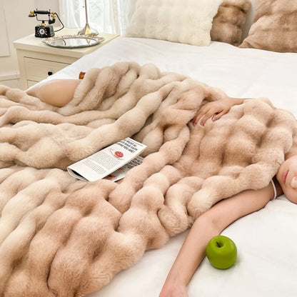 Faux Rabbit Fleece Blanket -  6 lbs Faux Rabbit Fleece- Bedspread