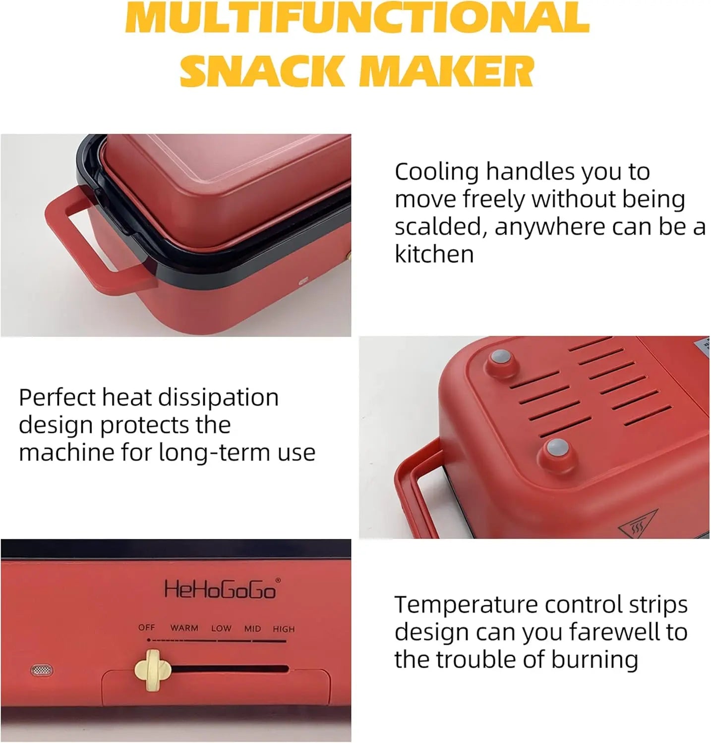 Multifunctional Electric Griddle with 3 Pans for Takoyak