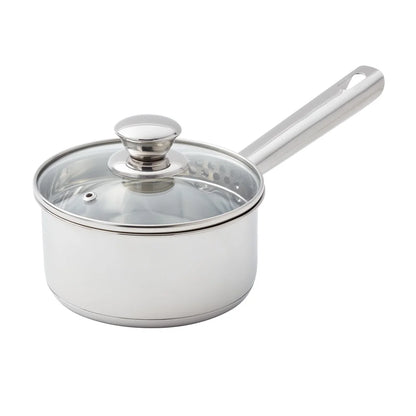 Oven Safe Stainless Steel Saucepan with Straining Lid 1qt Dishwasher