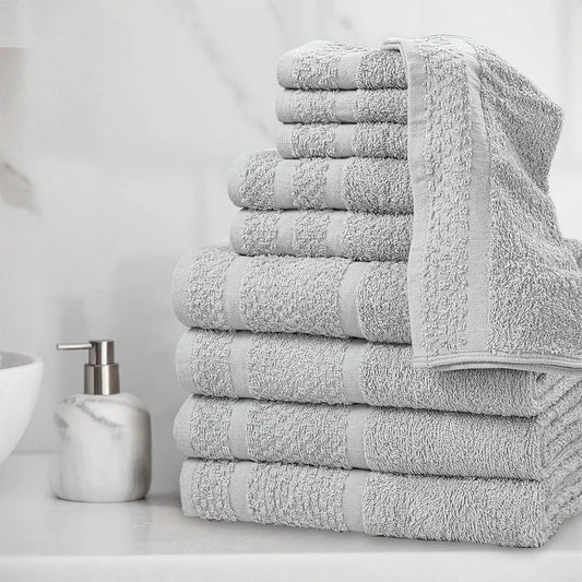 10 Piece Cotton Towel Set Soft Absorbent Bath Towels