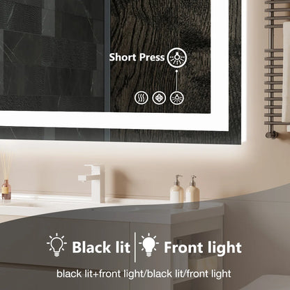 JHK 36"x 24"LED Bathroom Vanity Mirror for Wall Memory Function Tempered Glass