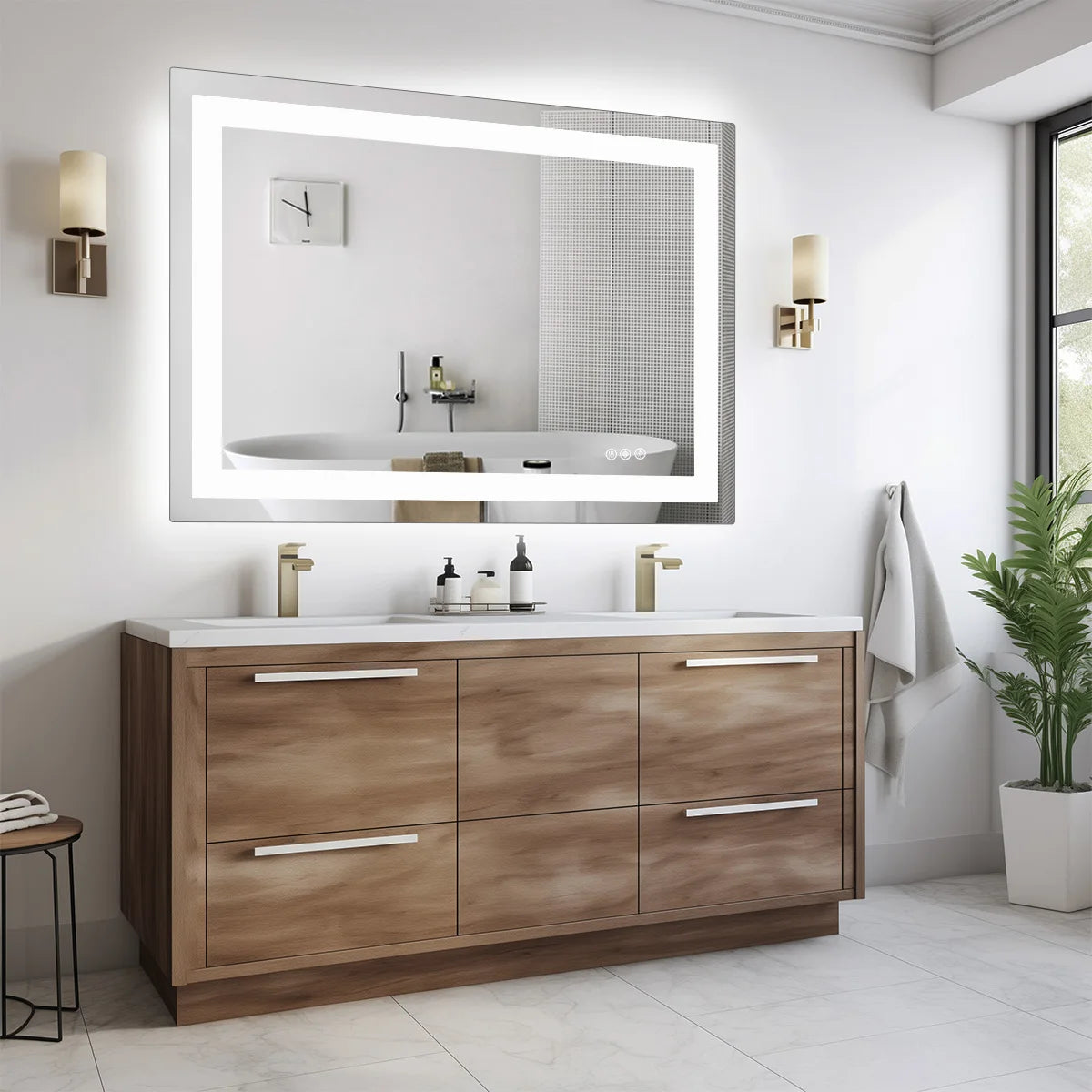 JHK 36"x 24"LED Bathroom Vanity Mirror for Wall Memory Function Tempered Glass