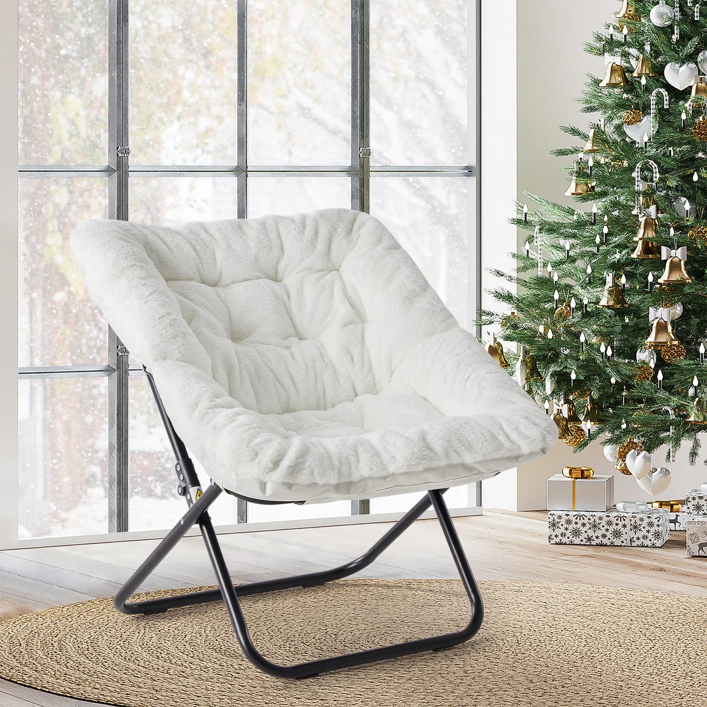 JHK 28IN  Saucer Chairs Soft Faux Fur Large Size