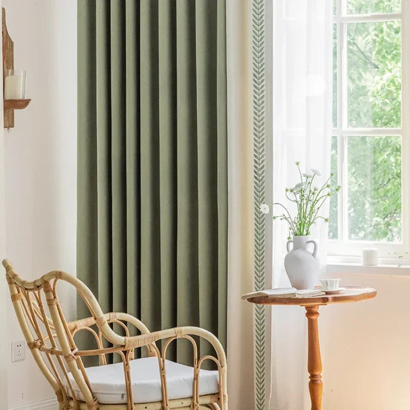 Japanese  Chenille Curtains for Living Dining Room Bedroom High-end Embroidery