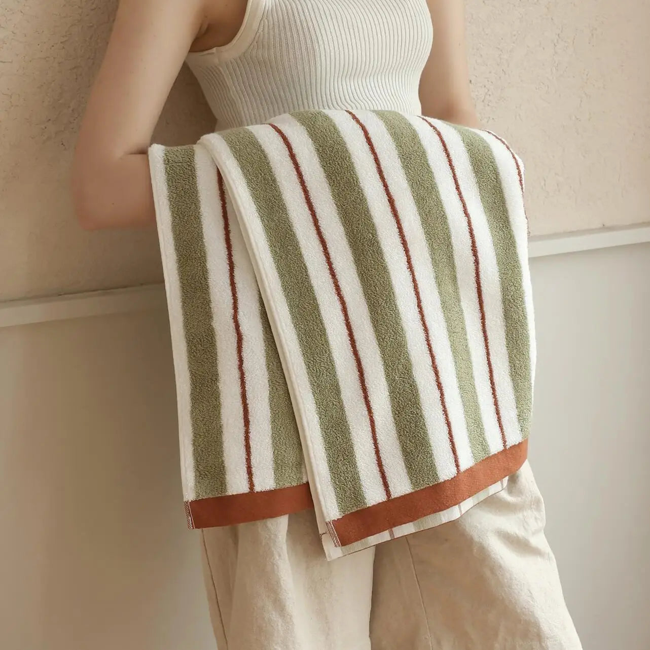 Retro Striped Combed  Cotton Towel  Face Towel and  Bath towel