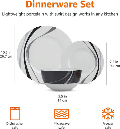 18-Piece Dinnerware Set for 6, Microwave & Dishwasher Safe