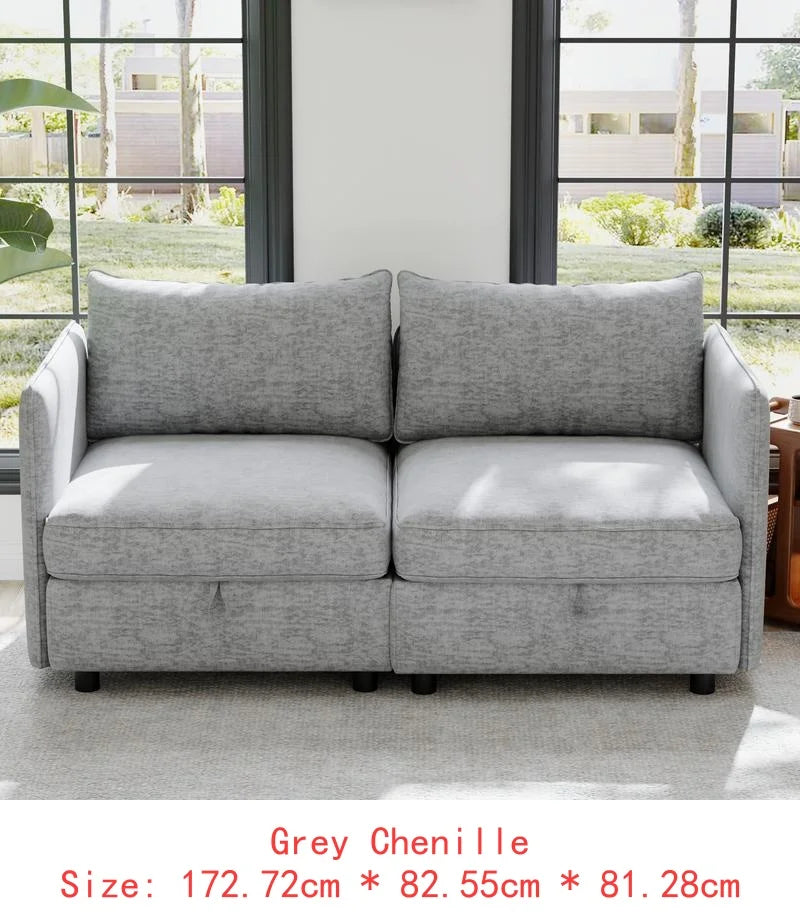 Modular  Sofa Set with Storage, 3-Seater Couch, Loveseat & Single Chair