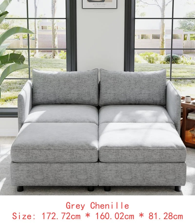 Modular  Sofa Set with Storage, 3-Seater Couch, Loveseat & Single Chair