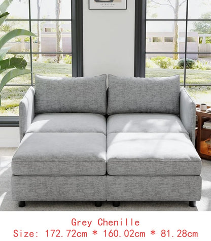 Modular  Sofa Set with Storage, 3-Seater Couch, Loveseat & Single Chair