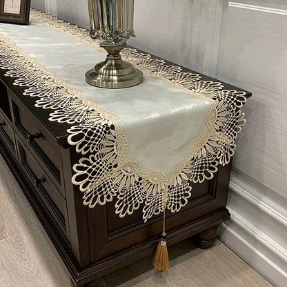 Oval Tablecloth  Runner Lace Pendant tassel Dresser Dust