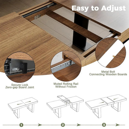 Farmhouse Rustic Extendable Dining Room Table for 8 10, 70.9" (86.6") x 31.5", Rectangular Dinner Table, Customized