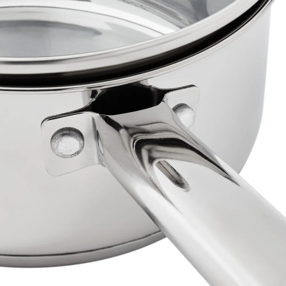 Oven Safe Stainless Steel Saucepan with Straining Lid 1qt Dishwasher